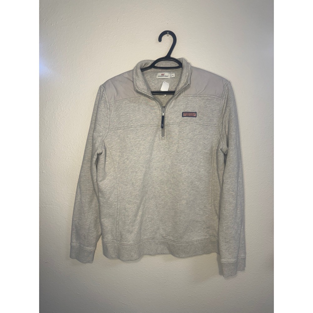 Vineyard Vines Womens XL Gray Quarter Zip Pullover Canvas Shoulder Patch Sweater - Picture 1 of 8